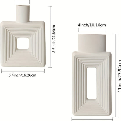 ArteVase – Weißes Keramikvasen-Set mit geometrischem Design für ein Boho-Chic-Interieur