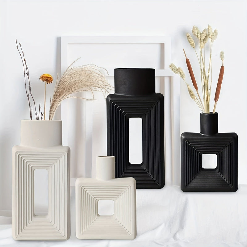 ArteVase – Weißes Keramikvasen-Set mit geometrischem Design für ein Boho-Chic-Interieur