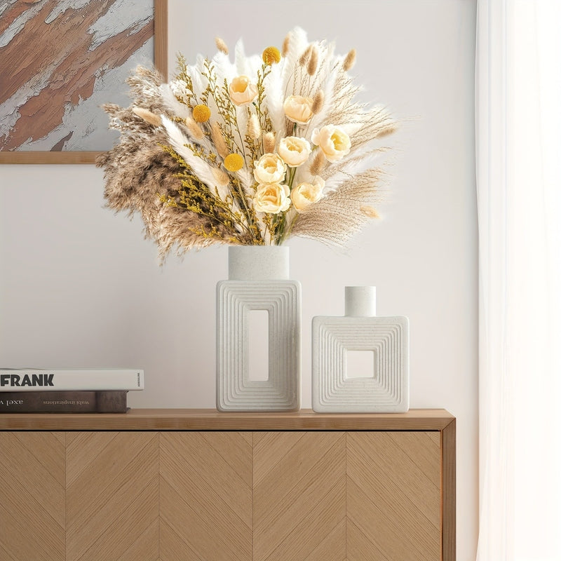 ArteVase – Weißes Keramikvasen-Set mit geometrischem Design für ein Boho-Chic-Interieur