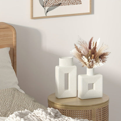 ArteVase – Weißes Keramikvasen-Set mit geometrischem Design für ein Boho-Chic-Interieur