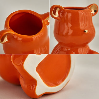 Artisan Skandinavisches Bären Design Keramikvase – Auffälliges Wohnaccessoire