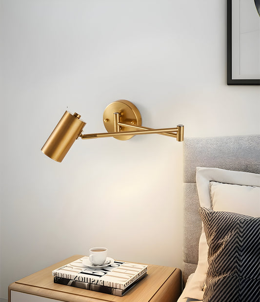 Verstellbare Arm Wandleuchte - Flexible Gold & Schwarz Wandlampe - Wandlampen Design für Schlafzimmer