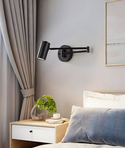 Verstellbare Arm Wandleuchte - Flexible Gold & Schwarz Wandlampe - Wandlampen Design für Schlafzimmer
