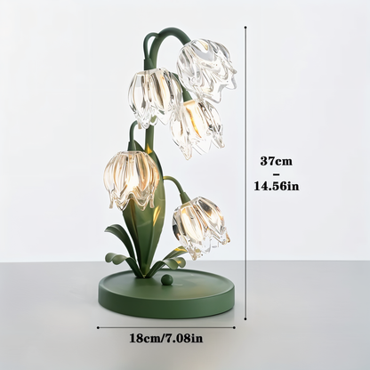 Tulpe Lampe - Gefrostete Glasblume Tischlampe - Energiesparende USB LED Dekorationslicht