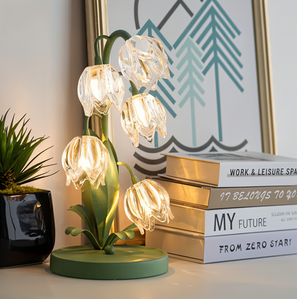 Tulpe Lampe - Gefrostete Glasblume Tischlampe - Energiesparende USB LED Dekorationslicht