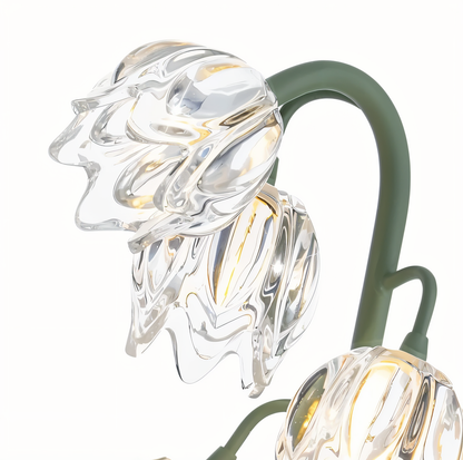 Tulpe Lampe - Gefrostete Glasblume Tischlampe - Energiesparende USB LED Dekorationslicht