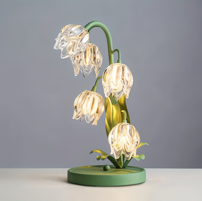 Tulpe Lampe - Gefrostete Glasblume Tischlampe - Energiesparende USB LED Dekorationslicht