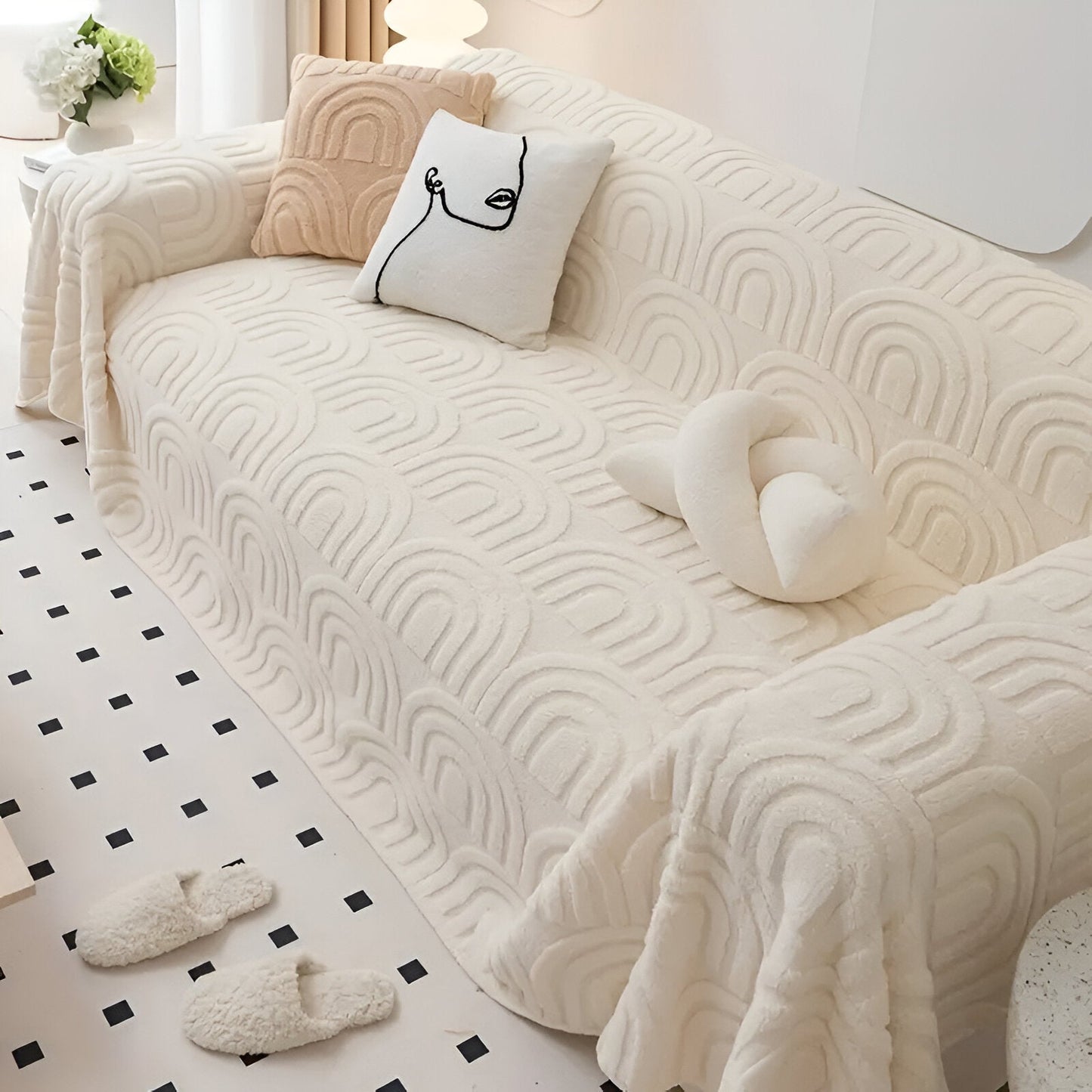 ArchPlush Sofabezug - Mehrzweck Jacquard Couchbezug für Alle Sofatypen