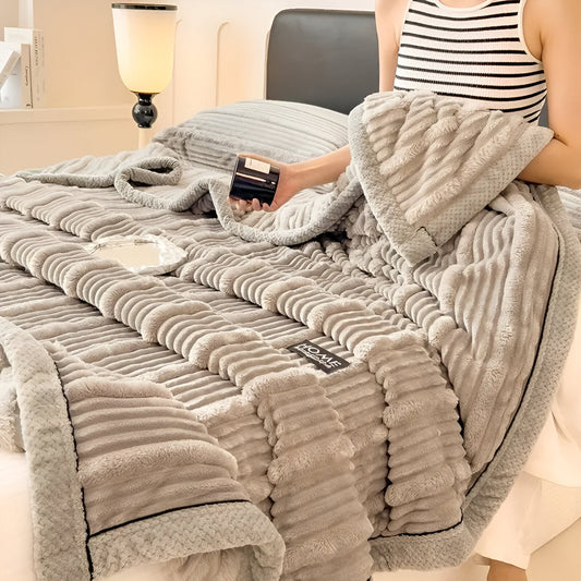 Fleece-Decke mit vintage Streifenmuster für gemütliche Wohnkultur