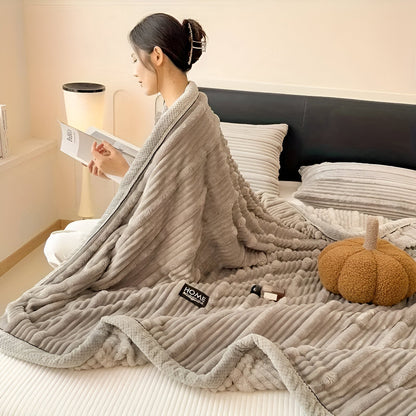 Fleece-Decke mit vintage Streifenmuster für gemütliche Wohnkultur