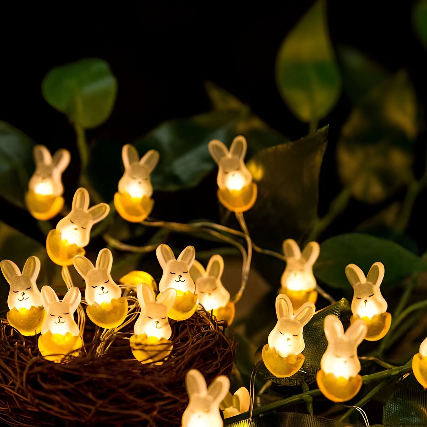 Blinky Osterlicht - Bunte 200CM 20LED Hase/Karotte/Küken/Ei Lichterkette Osterdeko