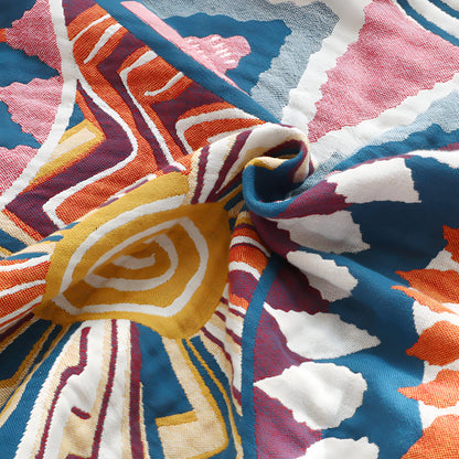 Bohem Plaid - Kunstvolle geometrische Baumwollfleece-Decke