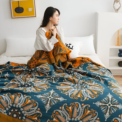 Bohem Plaid - Kunstvolle geometrische Baumwollfleece-Decke