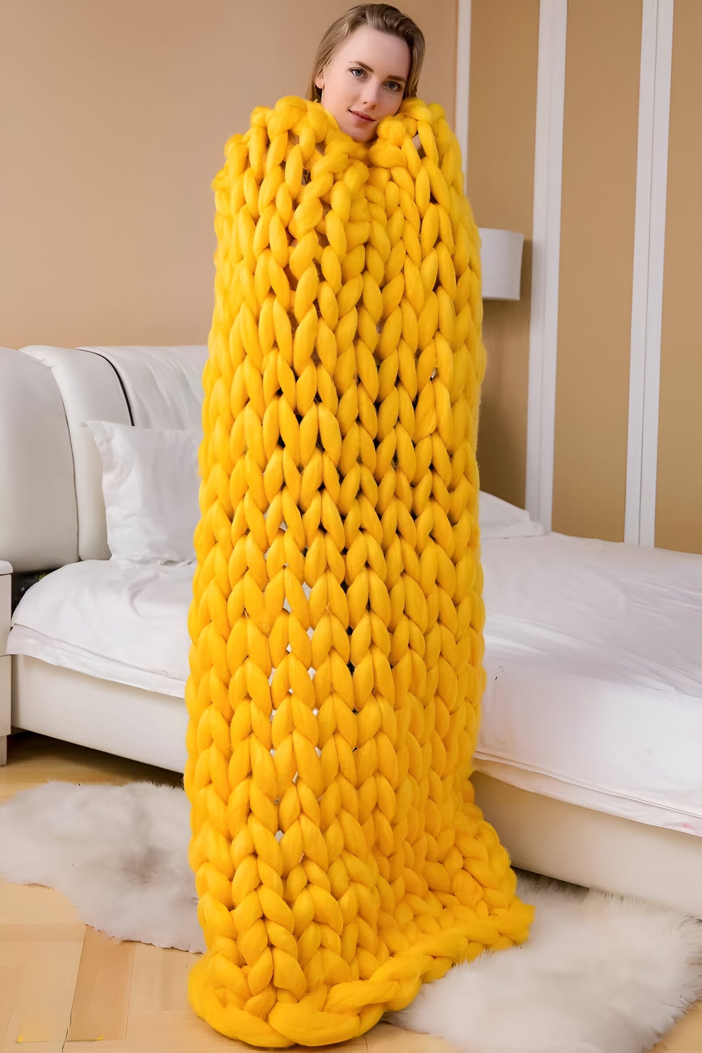 BraidKnit Plaid - Stylisch, Dicke, Atmungsaktive Fleece-Decke mit Flechtmuster