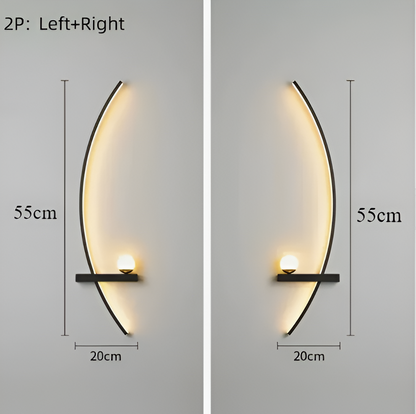 BrightArc Wandleuchte - Gebogene Wandleuchte LED - Arc Line Nachttisch Wandlampe
