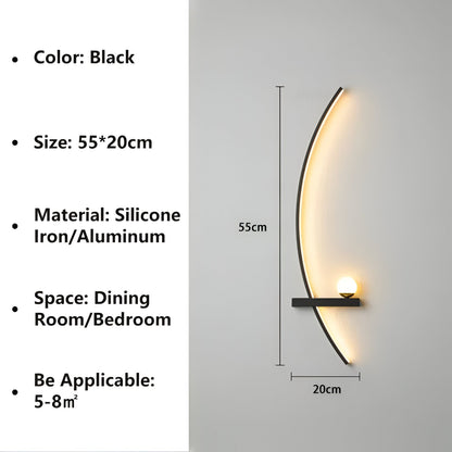 BrightArc Wandleuchte - Gebogene Wandleuchte LED - Arc Line Nachttisch Wandlampe