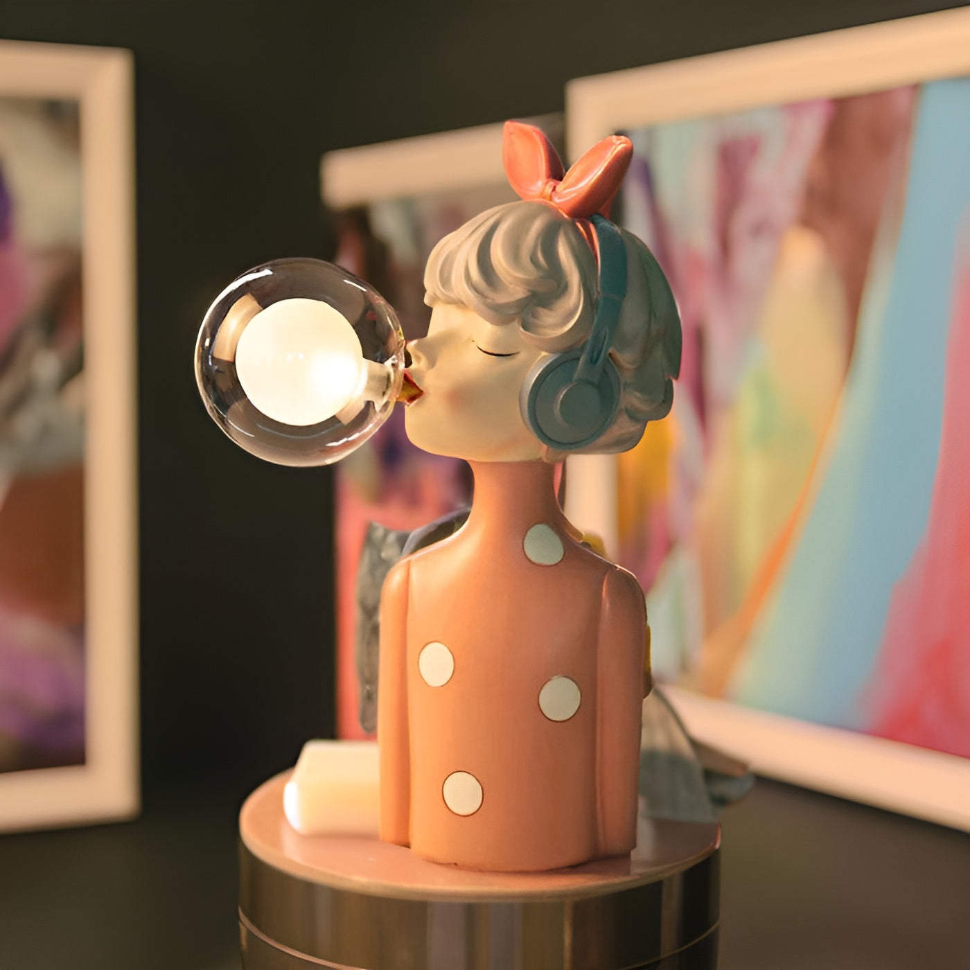 Cartoon-Bubble-Girl-Statue – Seifenblasen – Nachtlampe – Geburtstagsgeschenk