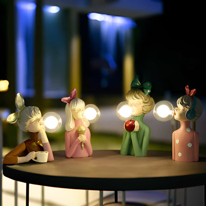 Garduru Tischlampe – Charmantes Quartett Cartoon Mädchen Statuen