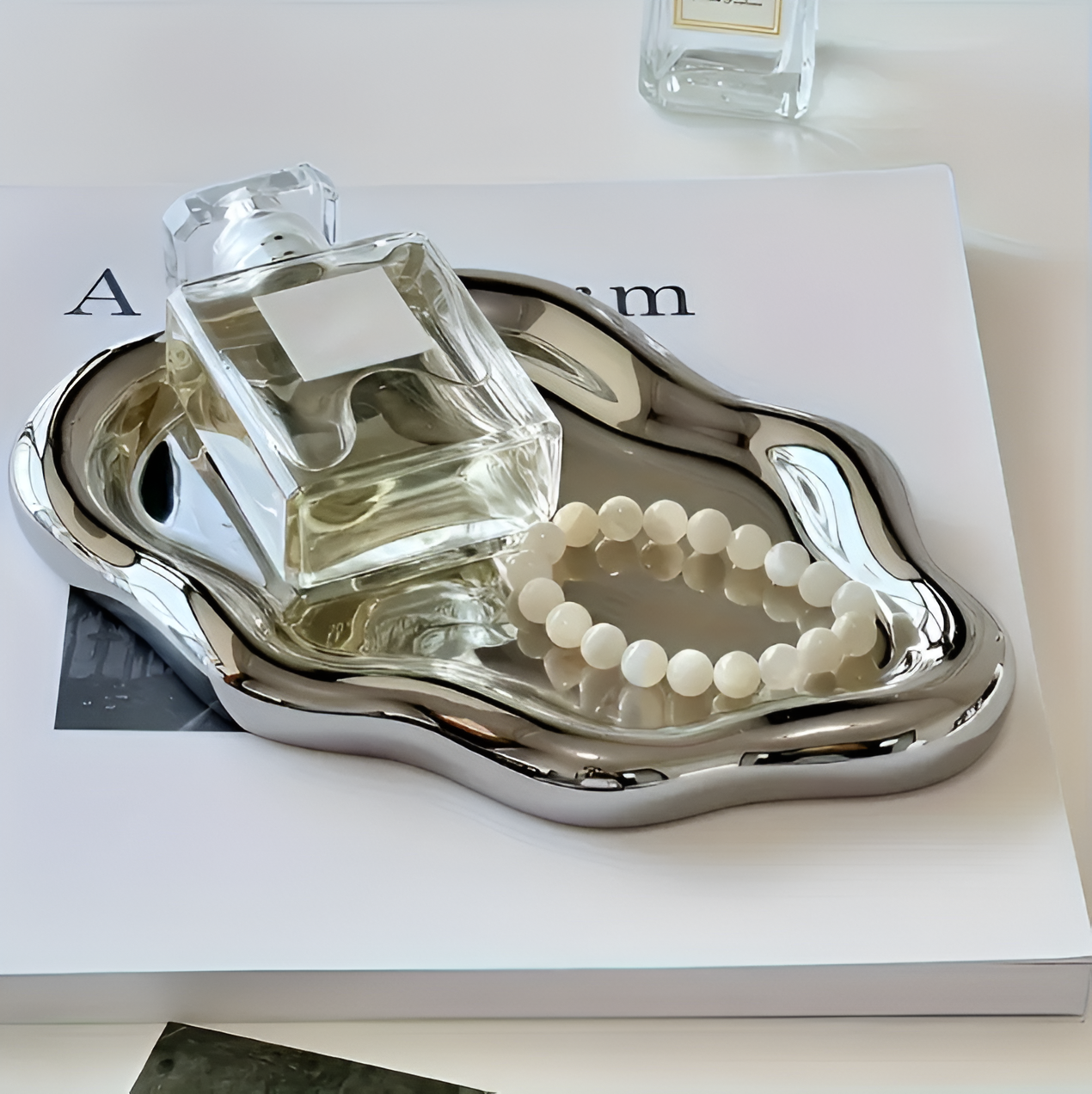 CeraCloud Tablett - Eleganter Weißer Schmuckteller - Multifunktionales Keramiktablett