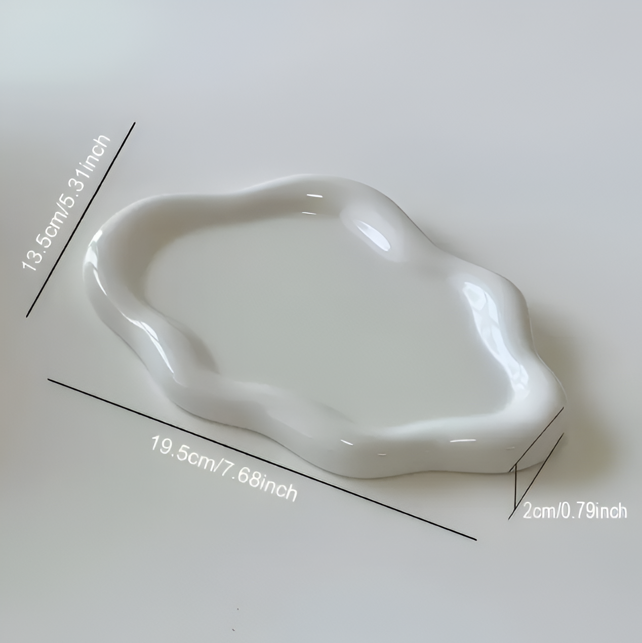 CeraCloud Tablett - Eleganter Weißer Schmuckteller - Multifunktionales Keramiktablett