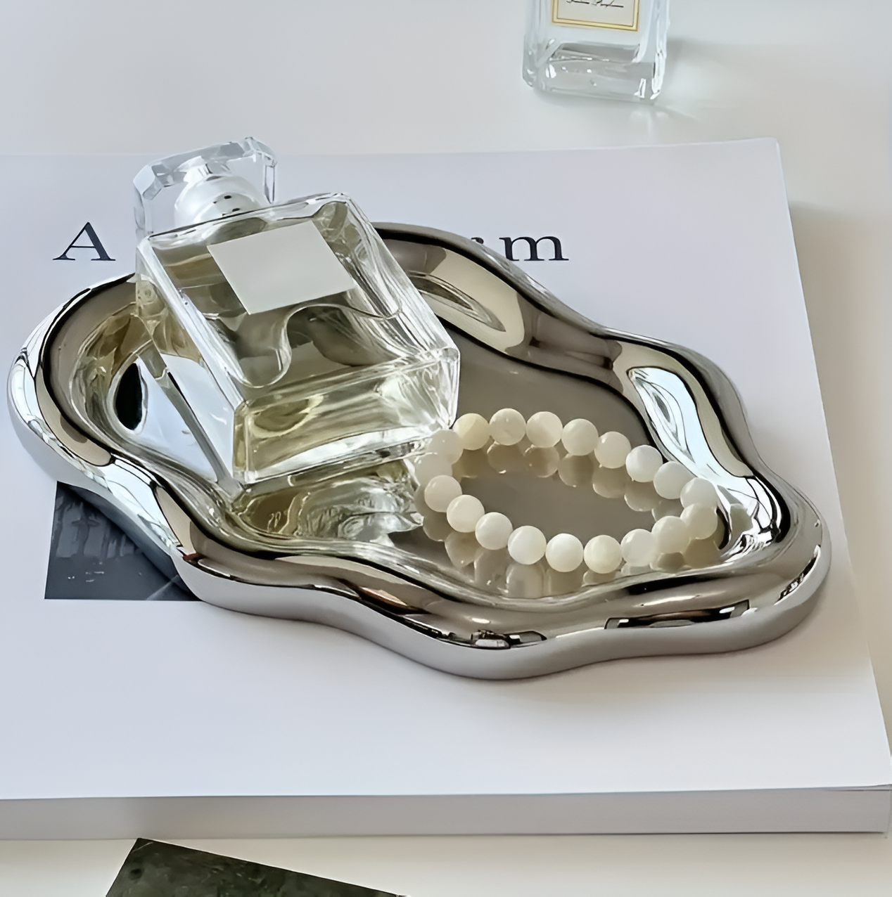 CeraCloud Tablett - Eleganter Weißer Schmuckteller - Multifunktionales Keramiktablett