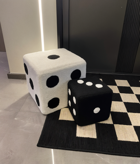 ChroDot Hocker - Stylischer Schwarz Weißer Samt Würfelhocker