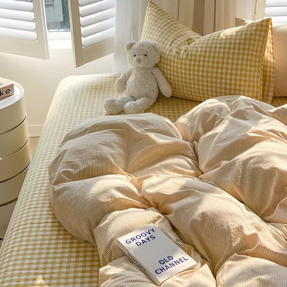 Classica Bettwäsche - Modernes Karomuster Bettwäscheset mit Reißverschluss