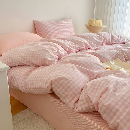 Classica Bettwäsche - Modernes Karomuster Bettwäscheset mit Reißverschluss