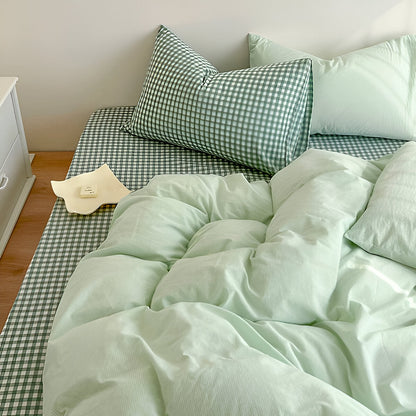 Classica Bettwäsche - Modernes Karomuster Bettwäscheset mit Reißverschluss