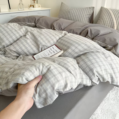 Classica Bettwäsche - Modernes Karomuster Bettwäscheset mit Reißverschluss