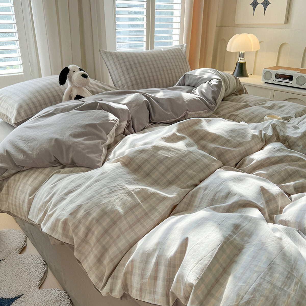 Classica Bettwäsche - Modernes Karomuster Bettwäscheset mit Reißverschluss