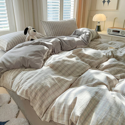 Classica Bettwäsche - Modernes Karomuster Bettwäscheset mit Reißverschluss