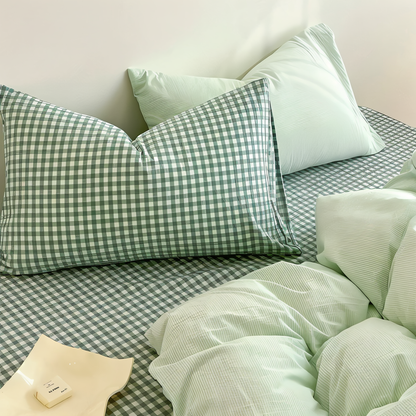 Classica Bettwäsche - Modernes Karomuster Bettwäscheset mit Reißverschluss