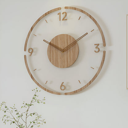Clear O'Clock - Transparente Acryl & Holz Stille Wanduhr