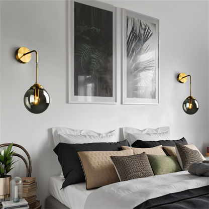 ClearOrb Wandleuchte - Glas Wandleuchte - Metall Wandleuchte Design - Retro Industrie Wandleuchten LED