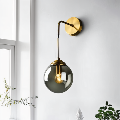 ClearOrb Wandleuchte - Glas Wandleuchte - Metall Wandleuchte Design - Retro Industrie Wandleuchten LED