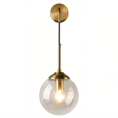 ClearOrb Wandleuchte - Glas Wandleuchte - Metall Wandleuchte Design - Retro Industrie Wandleuchten LED