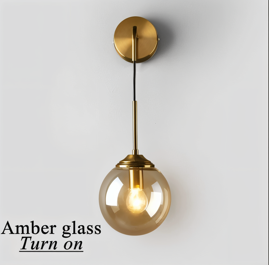 ClearOrb Wandleuchte - Glas Wandleuchte - Metall Wandleuchte Design - Retro Industrie Wandleuchten LED