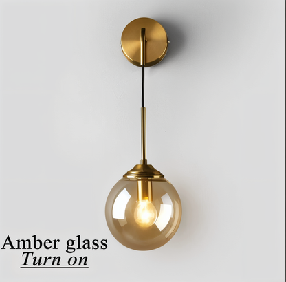 ClearOrb Wandleuchte - Glas Wandleuchte - Metall Wandleuchte Design - Retro Industrie Wandleuchten LED