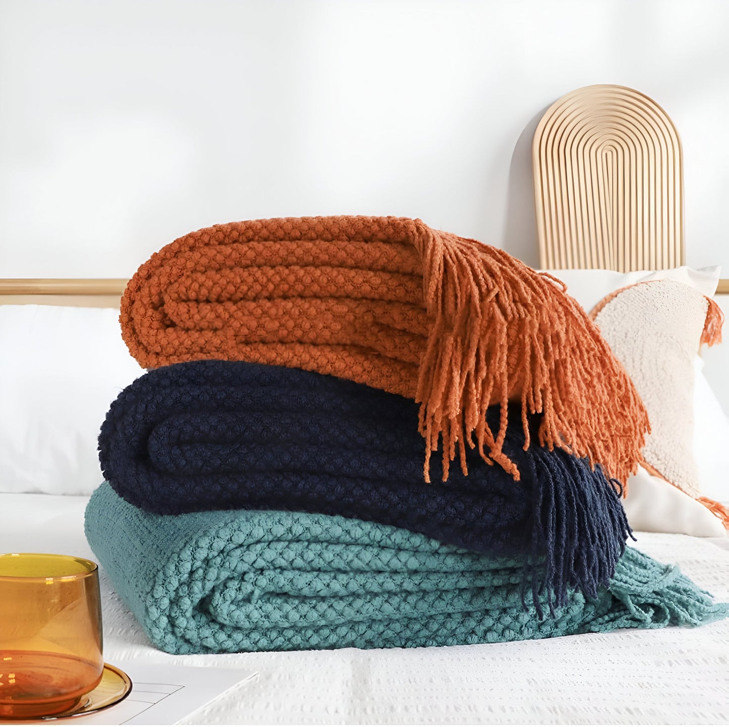 CoarseKnit Plaid - Stylische Strickdecke - Fleece Decke für Ganzjährigen Komfort