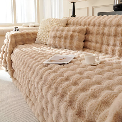 ComfyPal Plaid - Luxuriöse Dicke Plüsch Sofadecke - Ultra Weiche Gesteppte Kunstpelz Fleece-Decke
