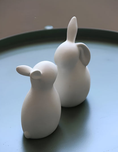 ConeyBliss Ostern Deko - Minimalistische Weiße Keramik Osterhasen Figuren