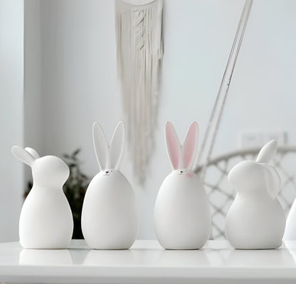 ConeyBliss Ostern Deko - Minimalistische Weiße Keramik Osterhasen Figuren