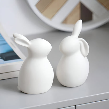 ConeyBliss Ostern Deko - Minimalistische Weiße Keramik Osterhasen Figuren