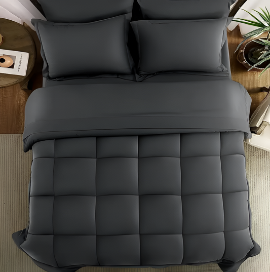 CoziPlain Polyester Bettwäsche - Stilvolle Plaid Bettdecke mit Kissenbezügen