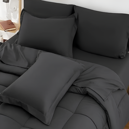 CoziPlain Polyester Bettwäsche - Stilvolle Plaid Bettdecke mit Kissenbezügen