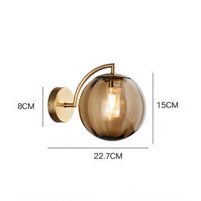 CrystalGlow Wandleuchte - Globe Leuchten Indoor - Retro Glas LED Schlafzimmer Wandleuchte