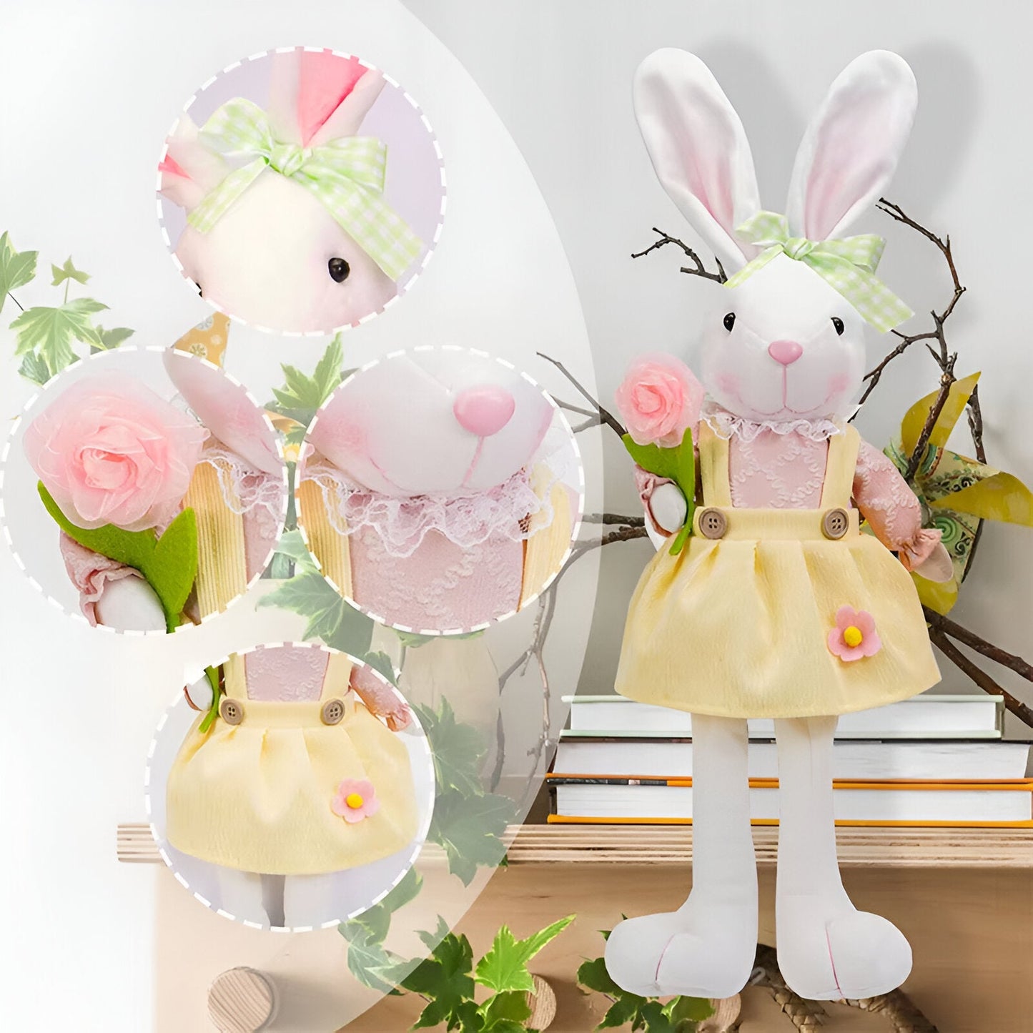 CushBunnie - Weicher Stoff Osterhase - Liebenswerte Osterdeko