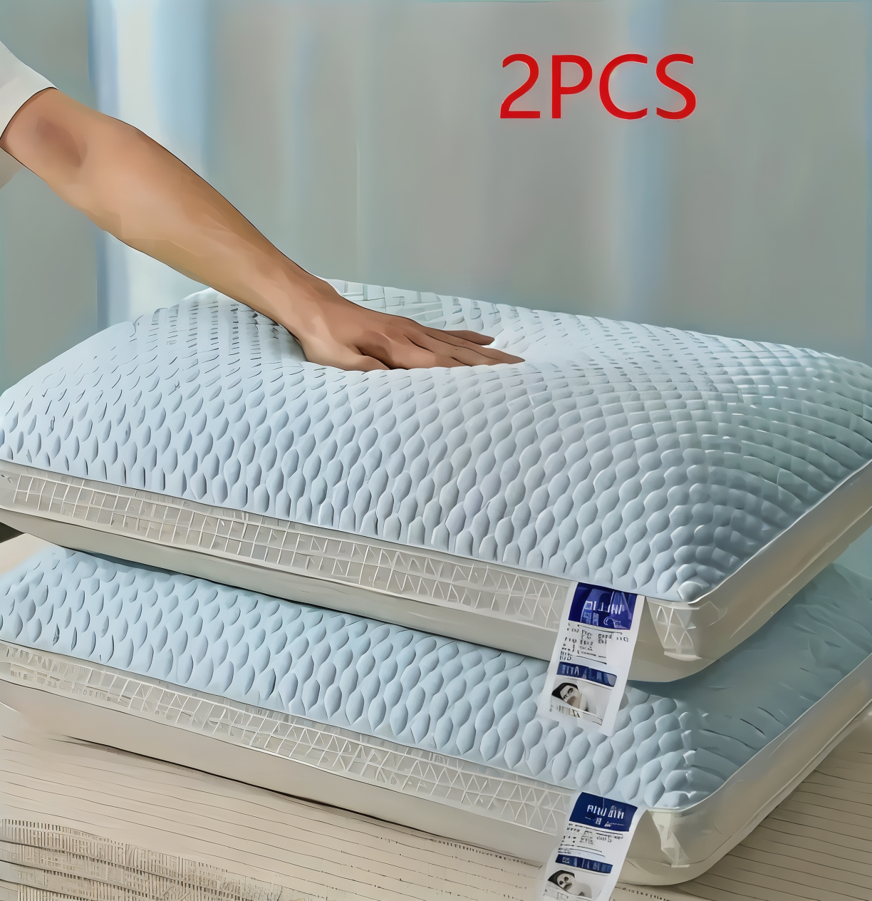 CushiesBlue – Set mit 2 weichen, atmungsaktiven Memory-Schaum-Kissen