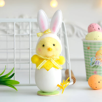 CutieChick Osterdeko - Plüsch Osterküken mit Hasenohren - Bunte Bruteier Deko